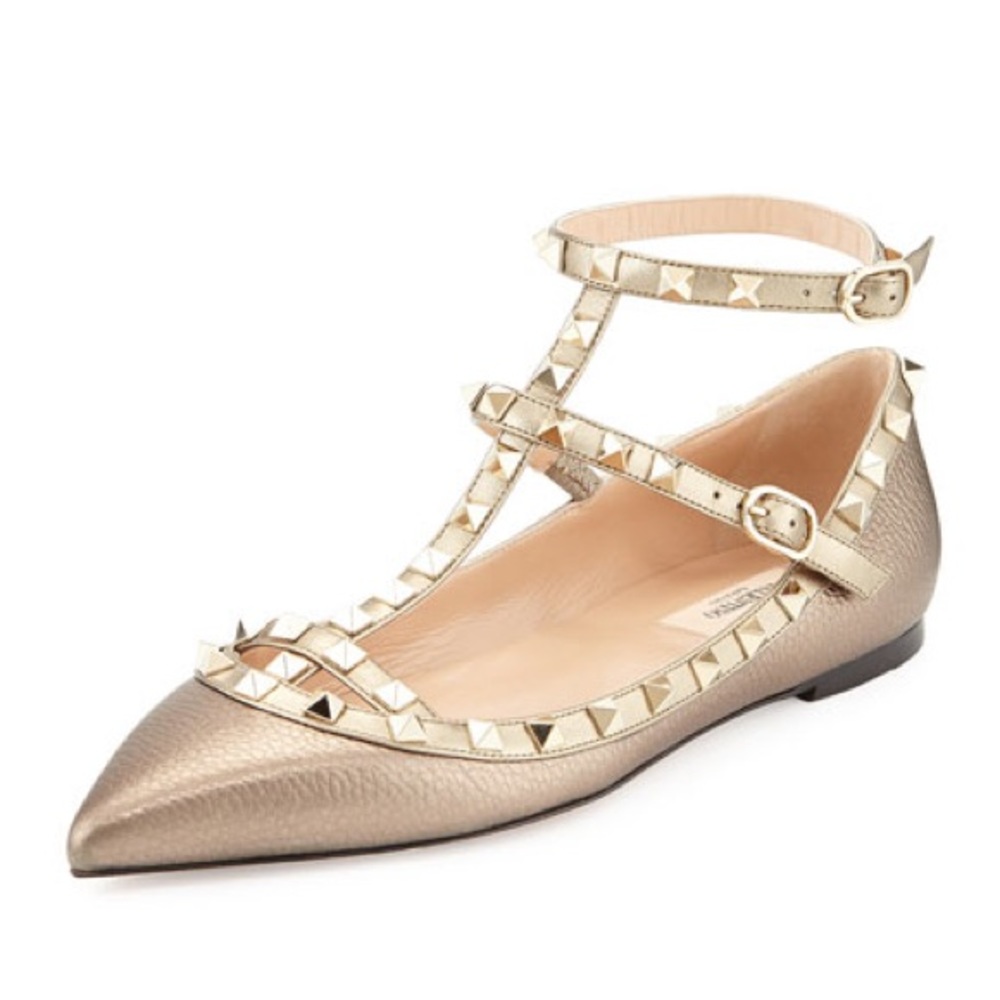 Valentino Gold Studded Flats